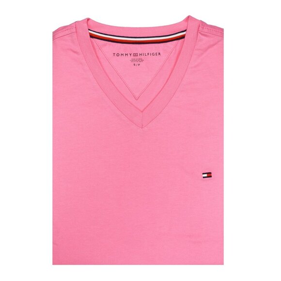 NWT TOMMY HILFIGER Men SS V Neck Classic Fit T-Shirt Tee Cotton Pink MSRP $36.5 - Picture 1 of 1